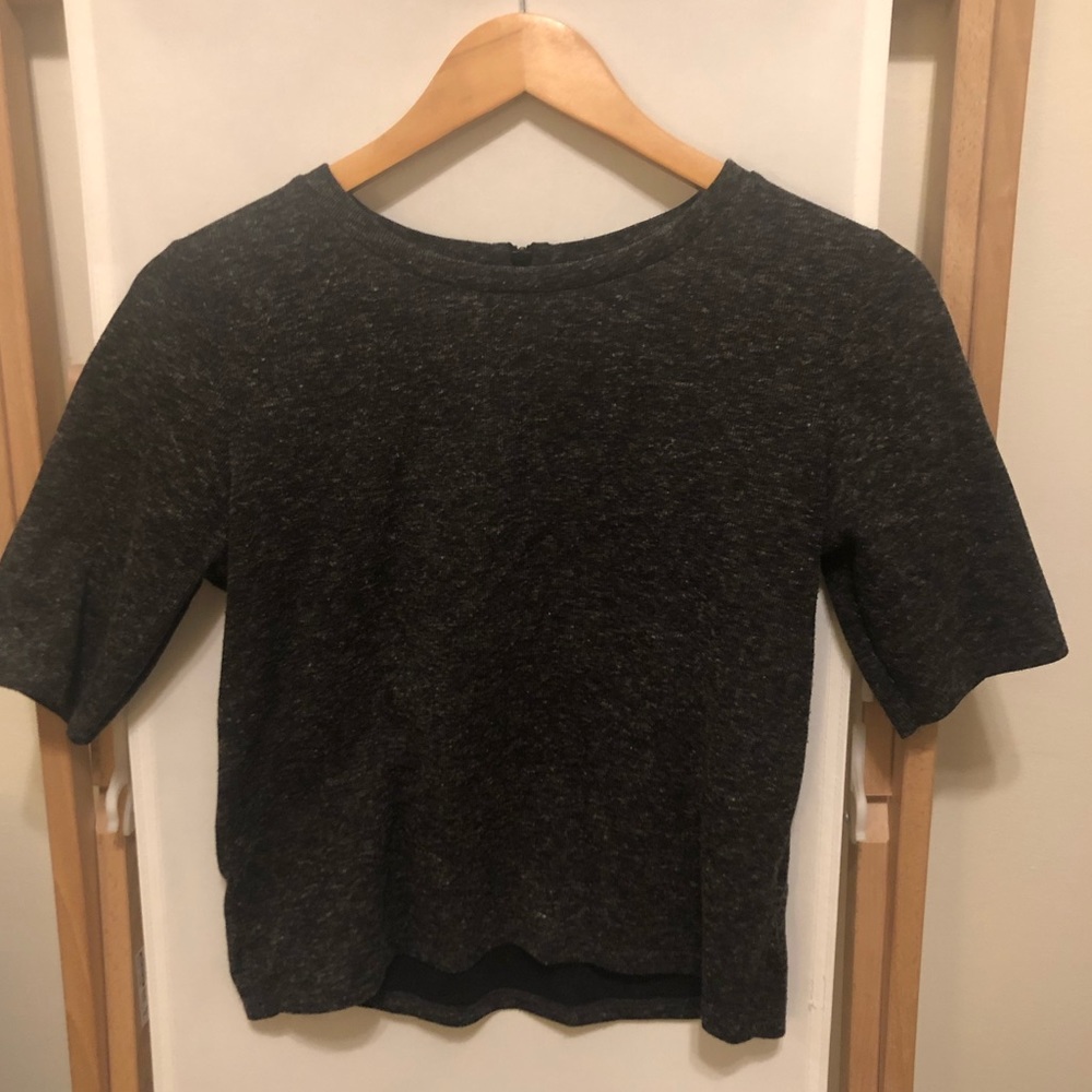 TOPSHOP cropped ribbed grey top